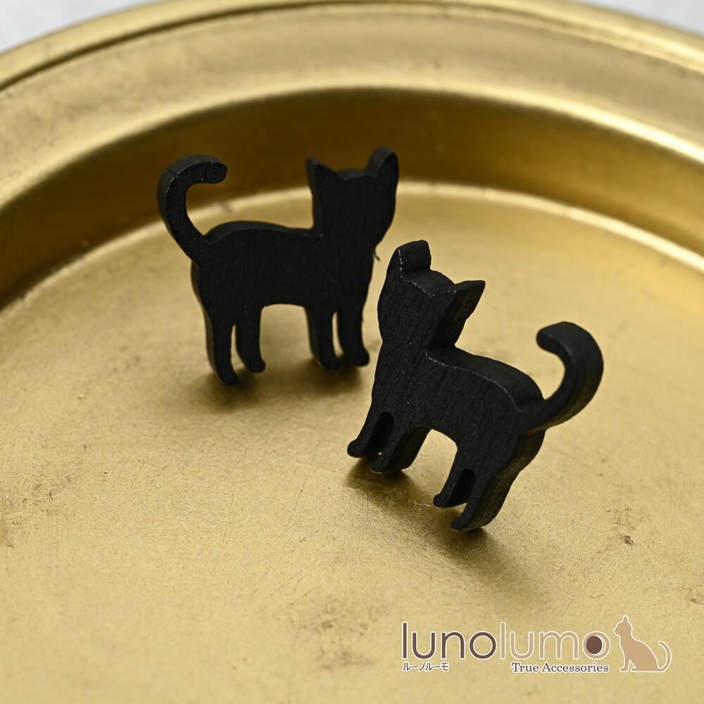 ピアス レディース  猫 ネコ ねこ 黒猫 ...
