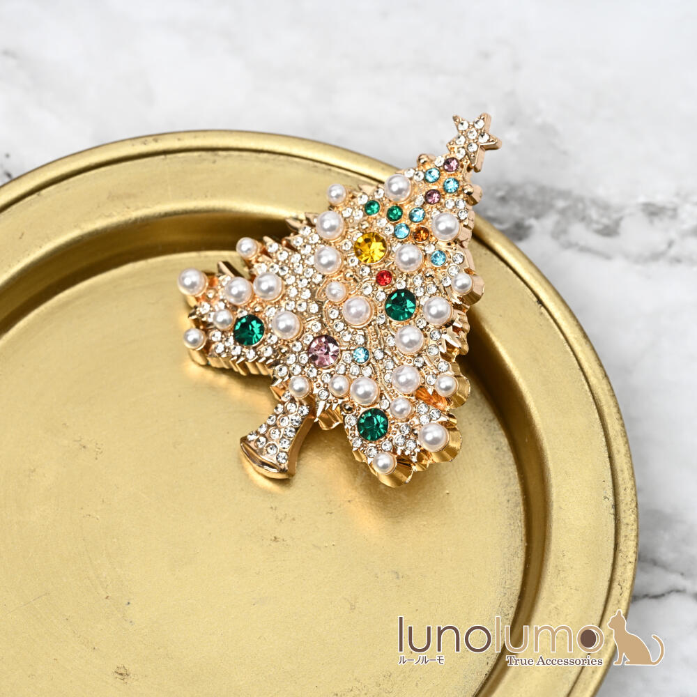 クリスマス ブローチ クリスマスツリー キラ...