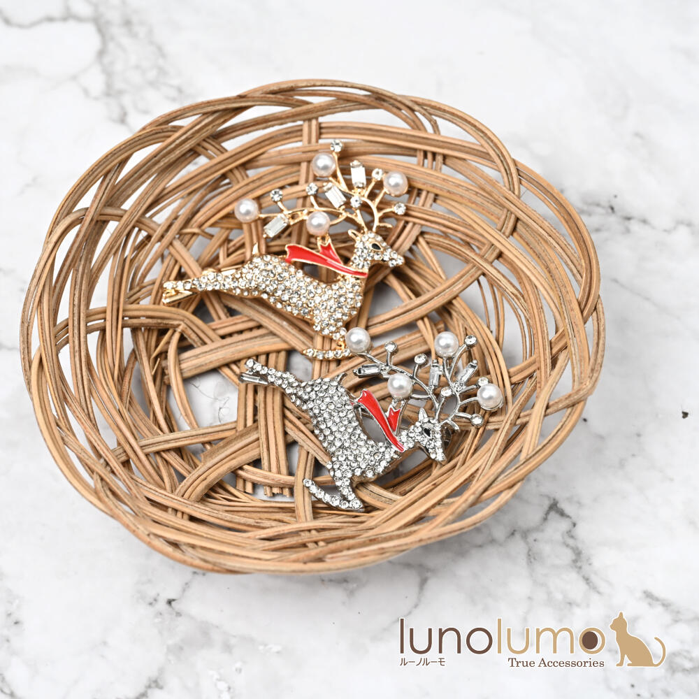 クリスマス ブローチ トナカイ キラキラ パ...