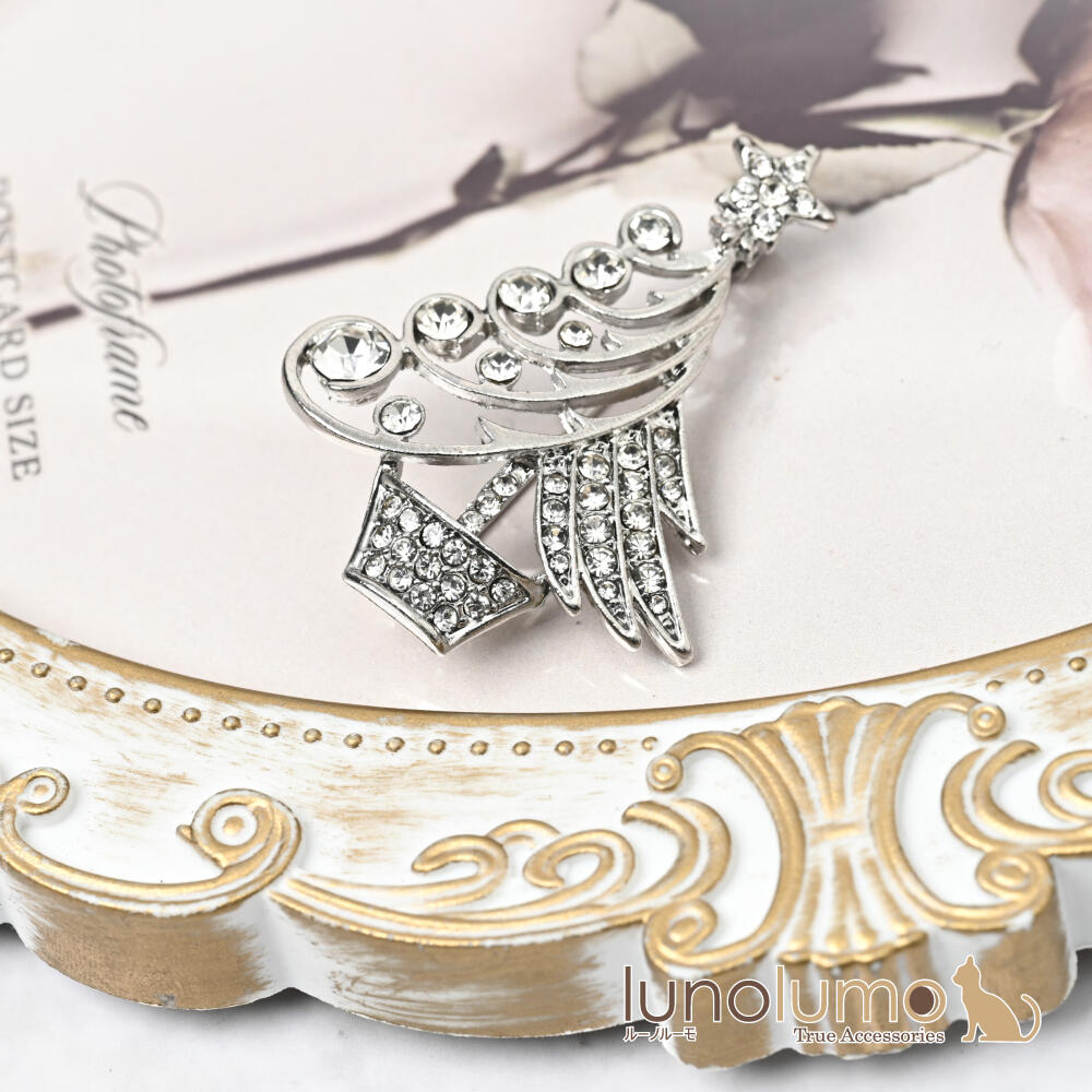 クリスマス ブローチ クリスマスツリー キラ...