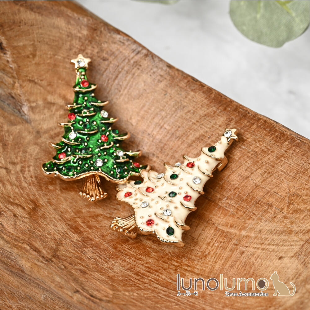 クリスマス ブローチ クリスマスツリー 雪 ...