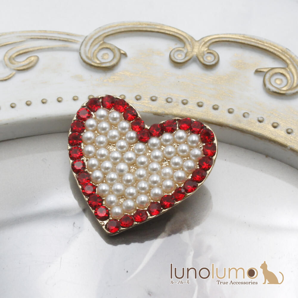 ブローチ レディース ハート パール ゴール...