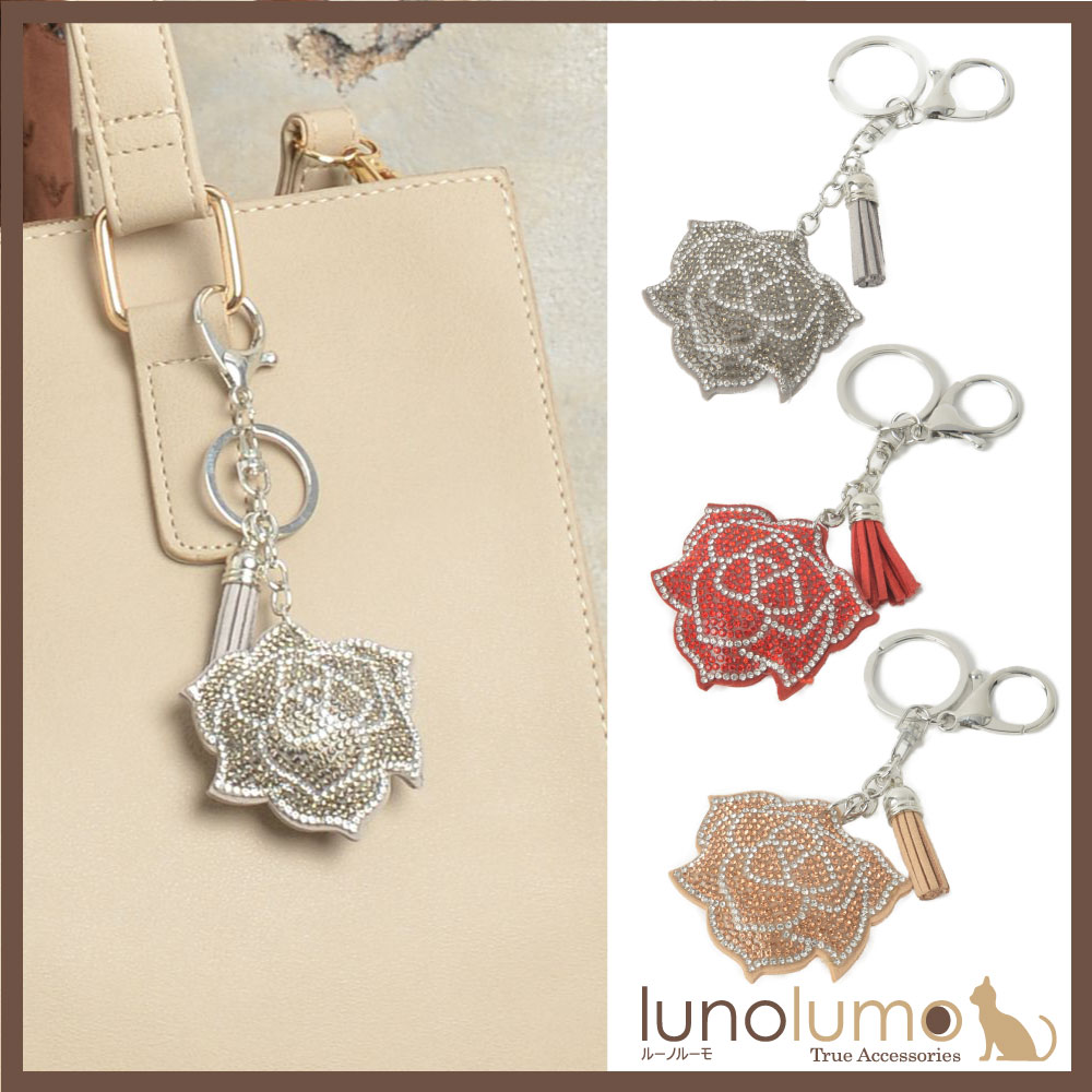 キーホルダー バッグチャーム キラキラ 花 ...
