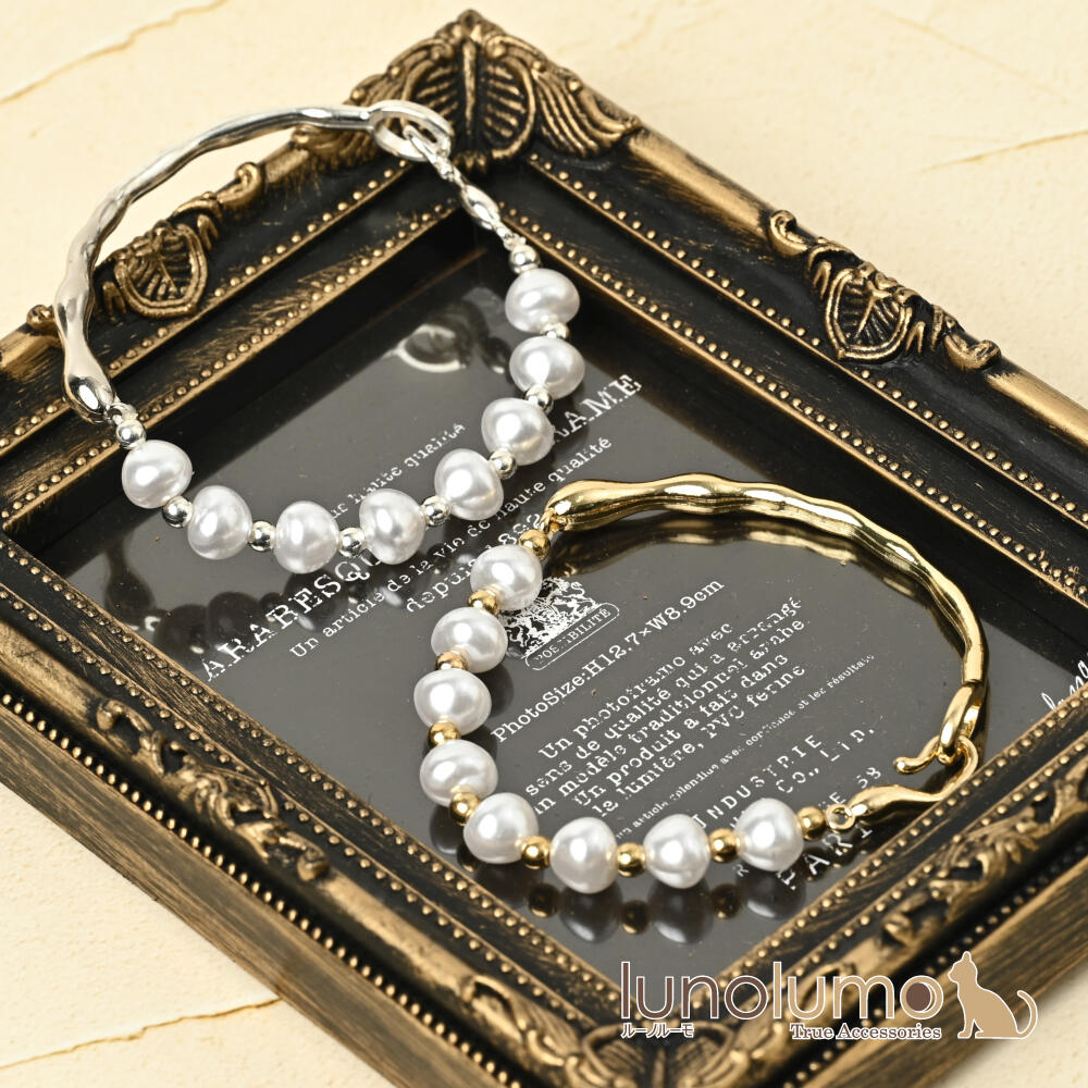 ブレスレット レディース パール メタル コ...