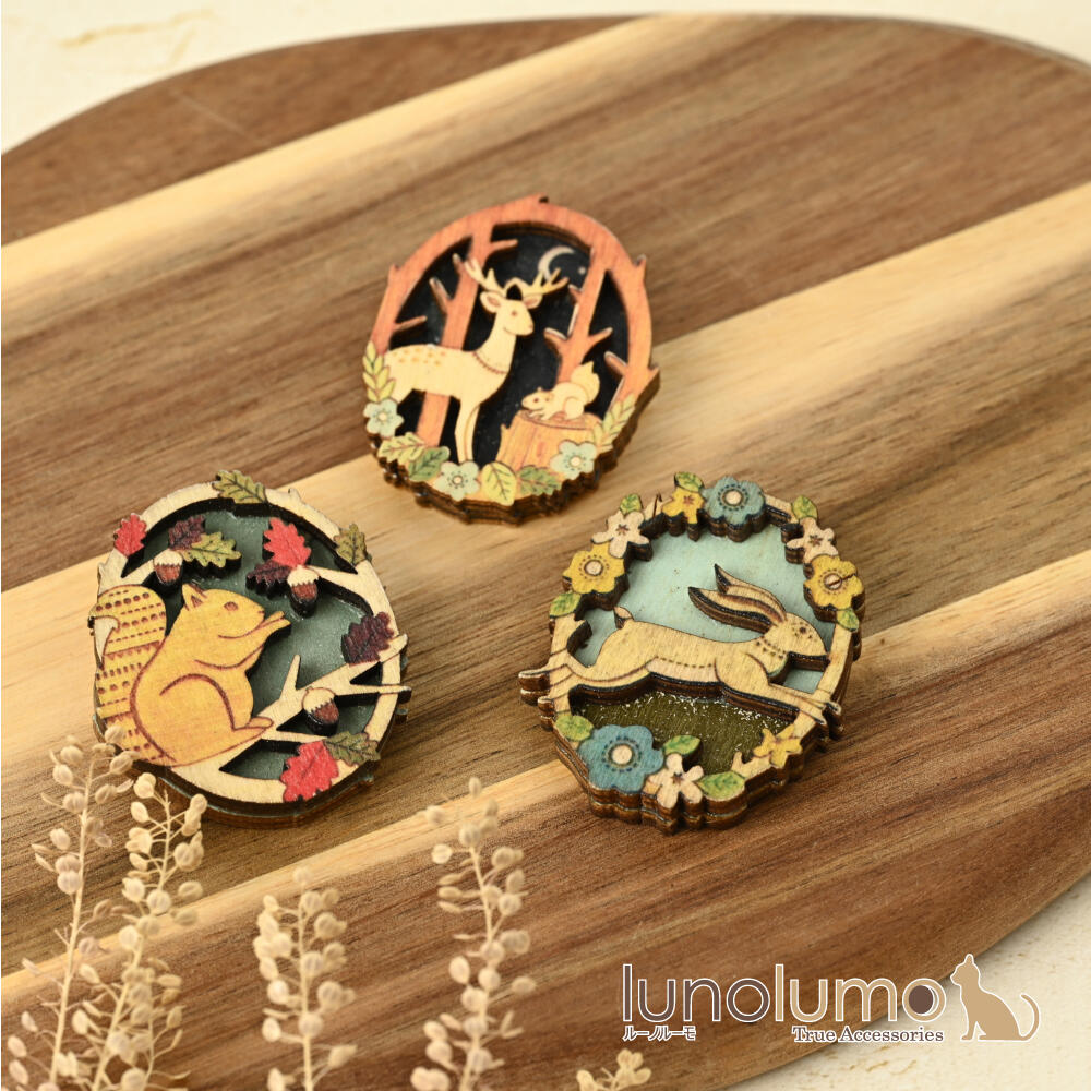 ブローチ レディース ウッド うさぎ ウサギ...