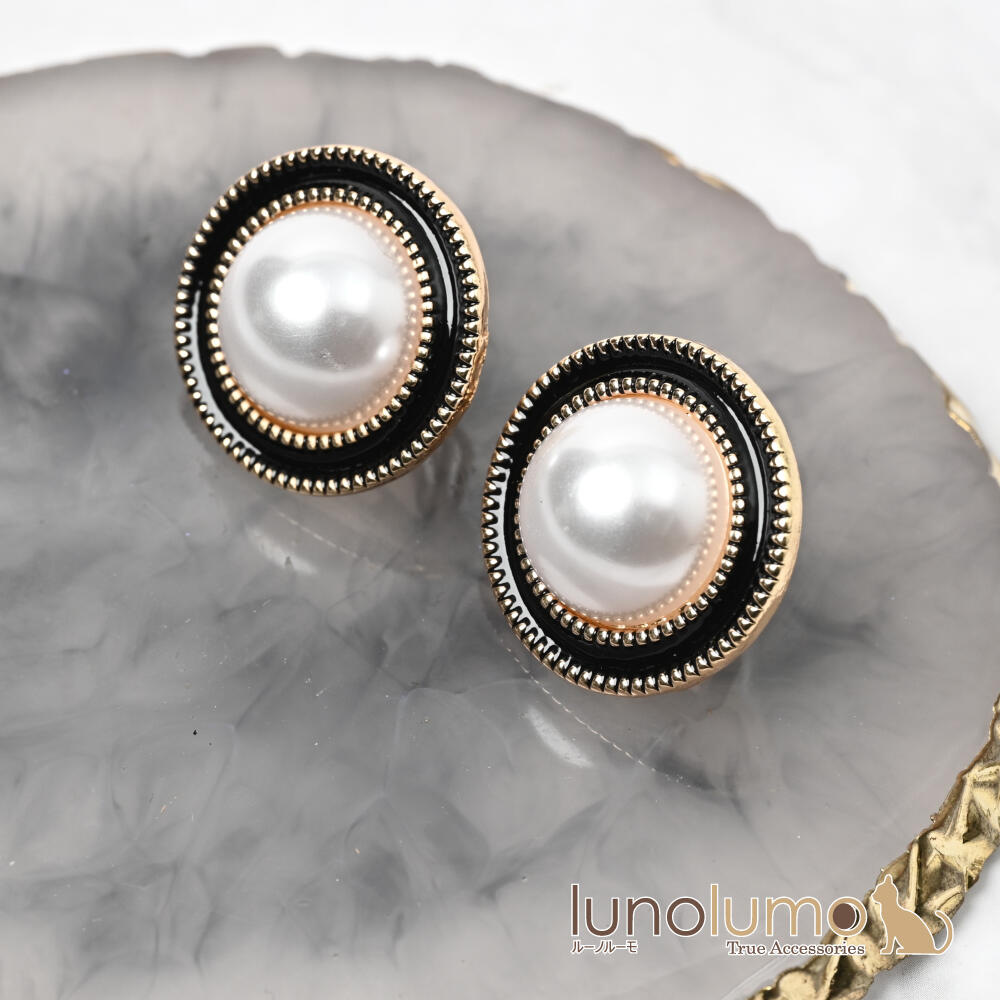 イヤリング レディース パール 黒 バイカラ...