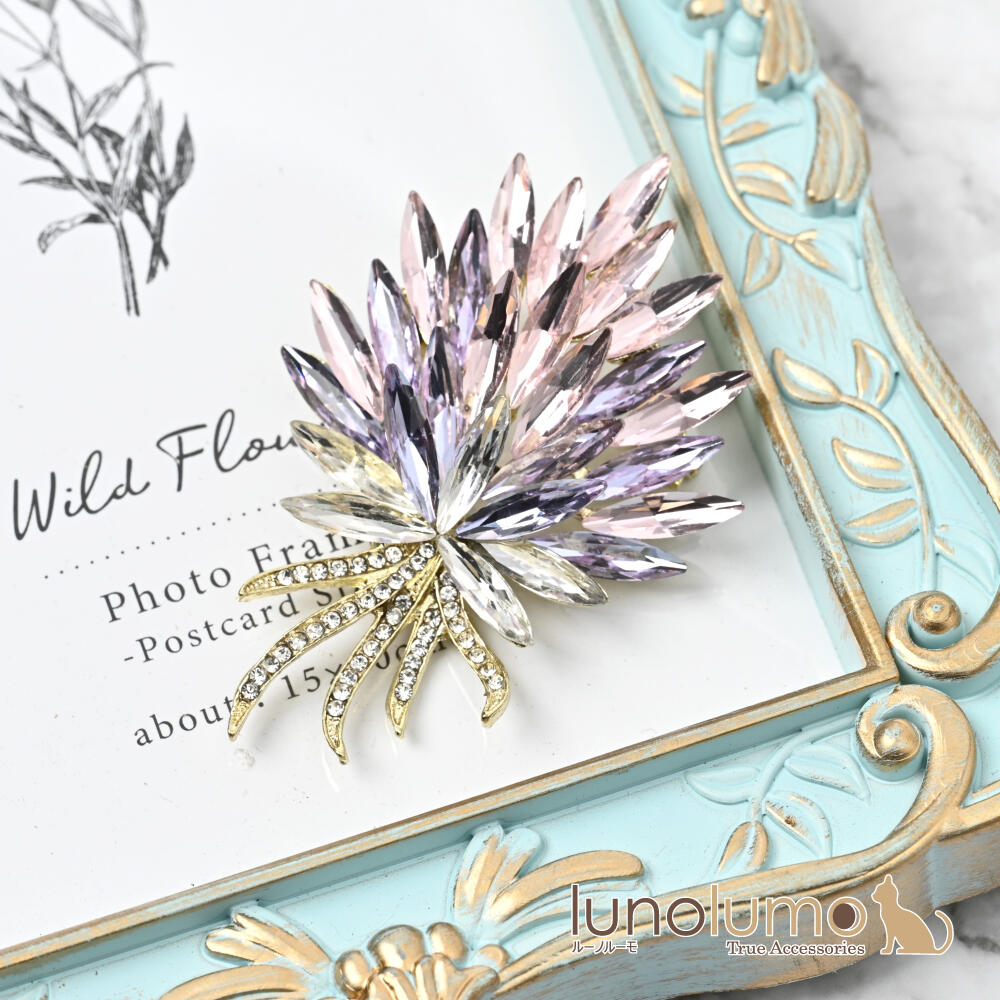 ブローチ レディース 花束 フラワー ピンク...