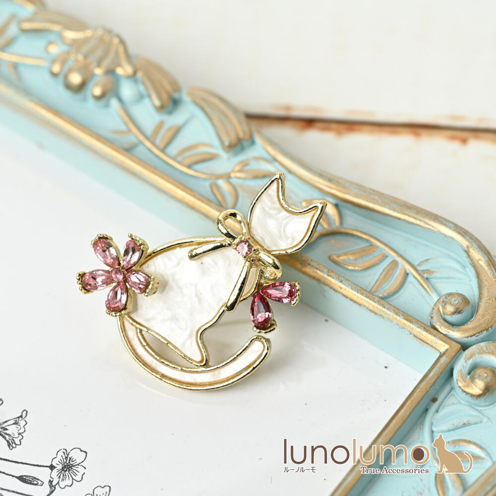 ブローチ レディース 猫 ネコ ねこ 桜 さ...