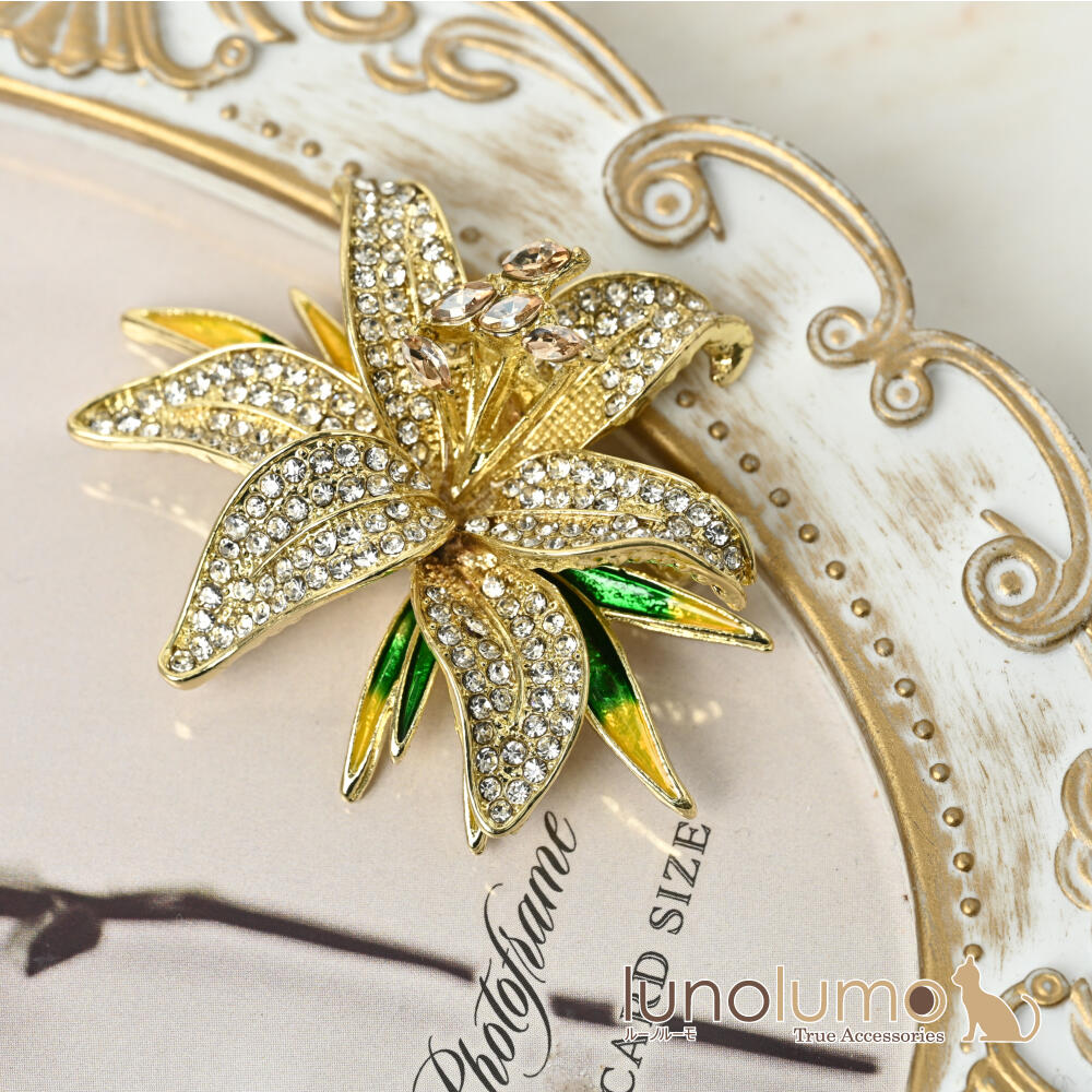 ブローチ レディース 百合 ゆり 花 フラワ...