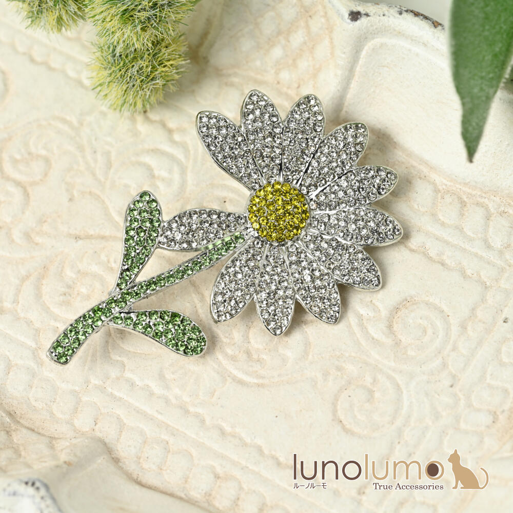 ブローチ レディース マーガレット 花 フラ...