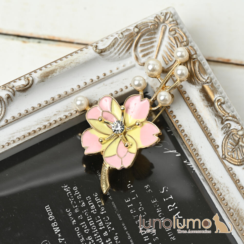 ブローチ レディース 桜 さくら ピンク ゴ...